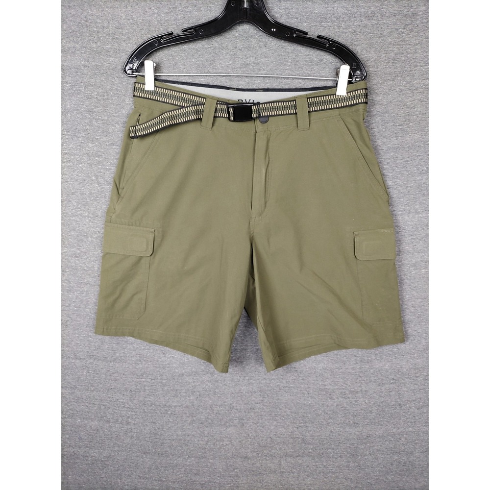 Orvis Cargo Shorts Mens 32 Green Belted Outdoor Pockets 100% Polyester Hiking‎